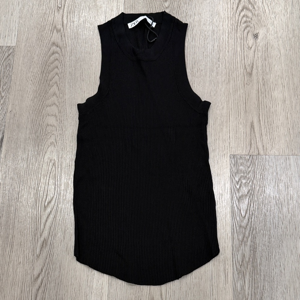 Zara Black Ribbed Tank Top